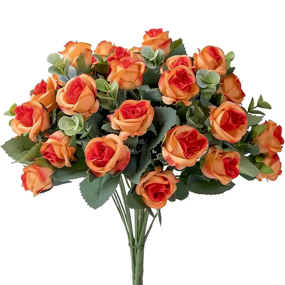 Artificial Eucalyptus Rose Bouquet – Lifelike Floral Décor Artificial Flower Bouquet Richie's orange