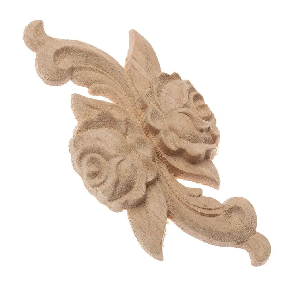 Unpainted Wood Carved Rose Flower Applique Furniture Ornament Wood Carved Applique Richie's