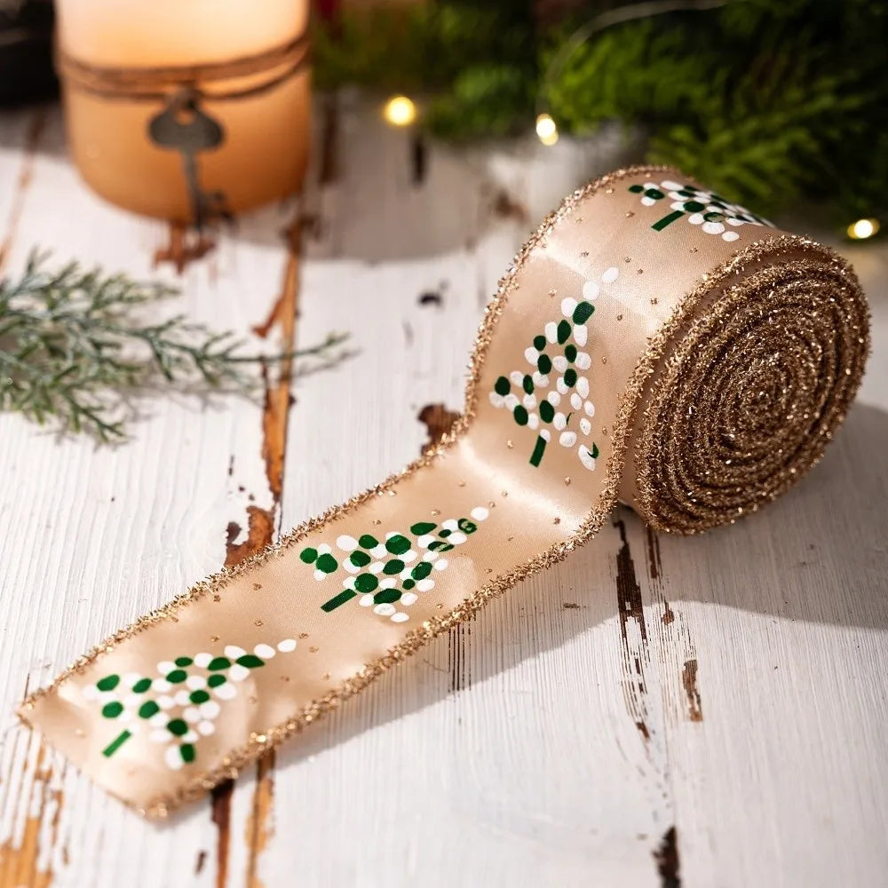 Gold Christmas Tree Ribbon – DIY Fabric Bow & Swirl Décor Christmas Ribbon Richie's Khaki