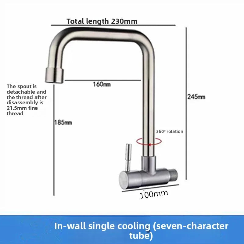 Wall Mount Single Cold Kitchen Faucet – Stainless Steel Sink Tap Kitchen Wall Faucet Richie's 201-7