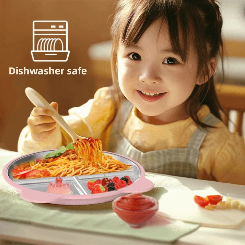 Stainless Steel Toddler Divided Plate with Silicone Suction Base Toddler Divided Plate Richie's