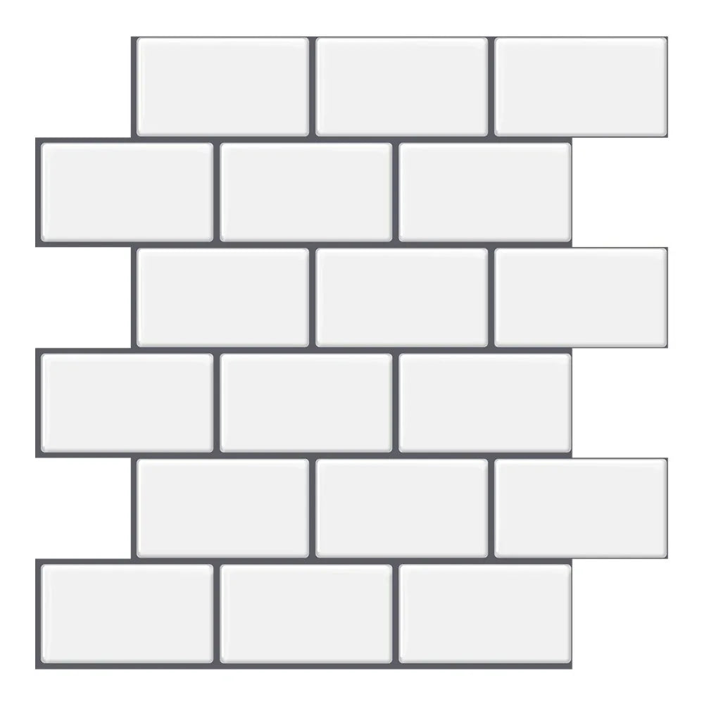 3D Brick Peel & Stick Wall Stickers – PVC Subway Tile Decals Wall Tile Stickers Richie's grey-white
