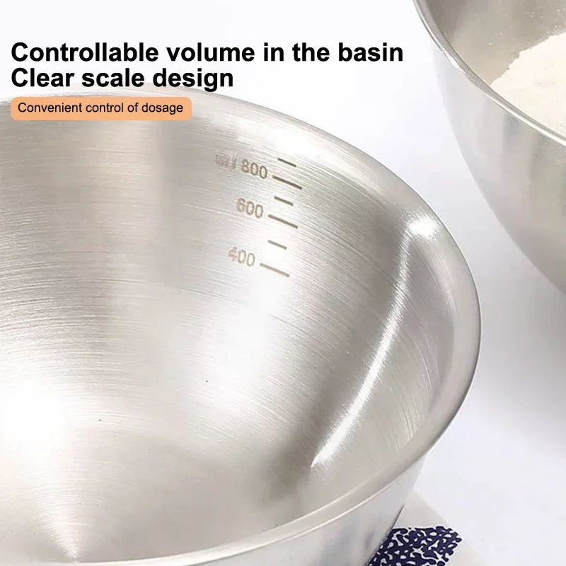 Stainless Steel Mixing Bowl Set with Scale | Kitchen Essentials Mixing Bowl Set Richie's