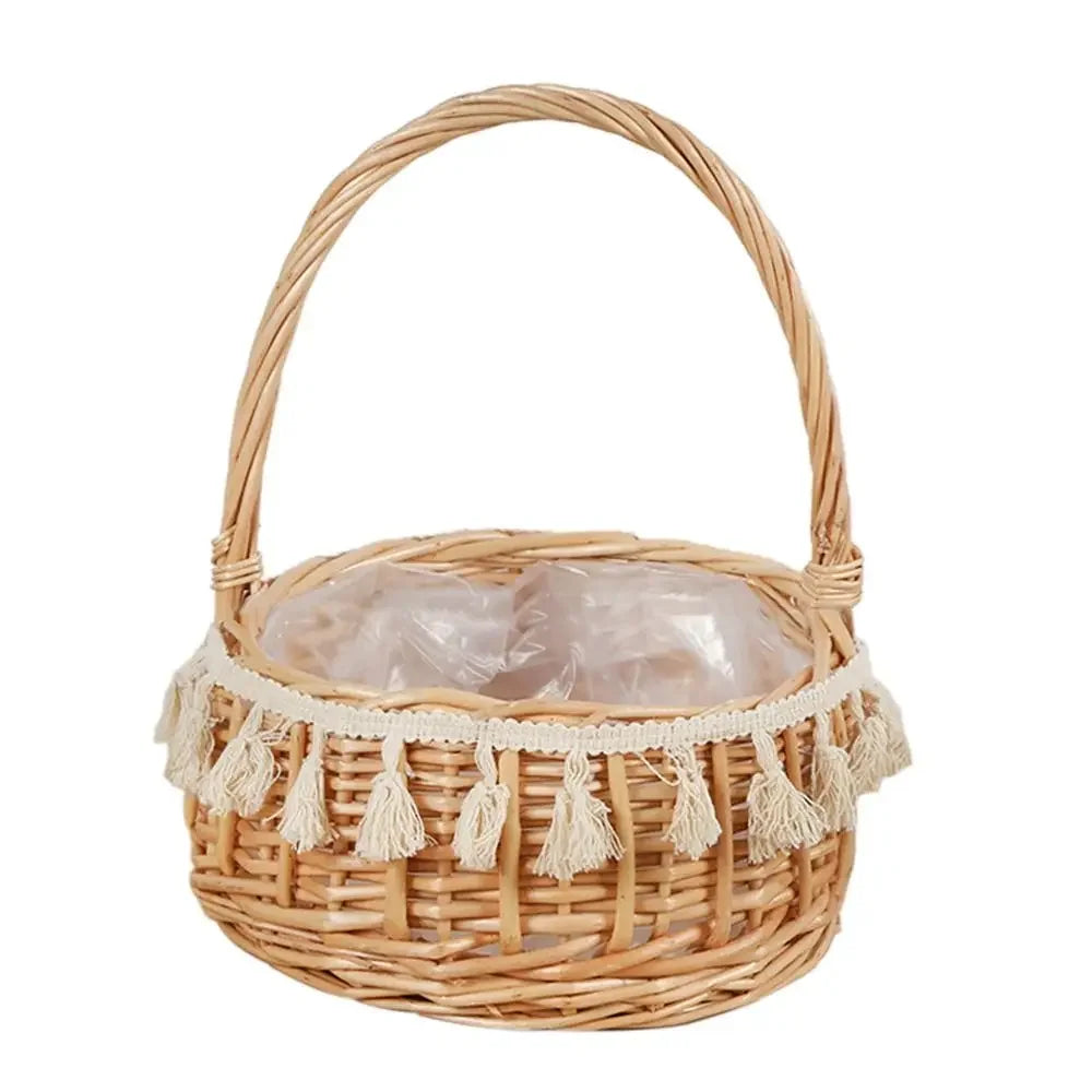 Yellow Willow Rattan Flower Girl Basket – Woven Wedding Basket Woven Rattan Basket Richie's 7