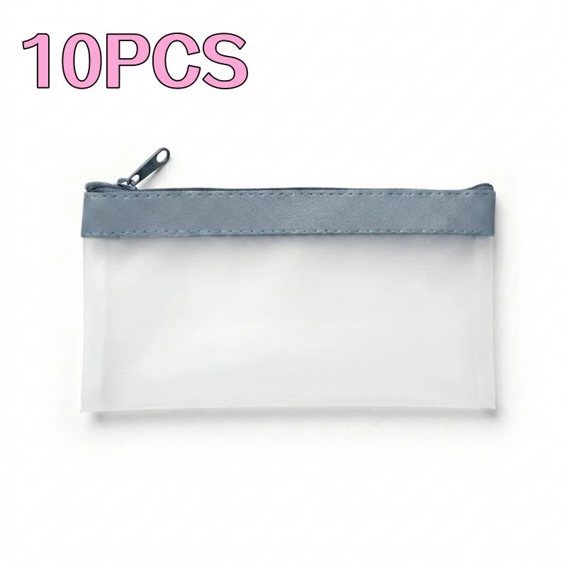 Zippered Money Pouch PVC Cash Bag for Coins, Bills & Office Zippered Money Pouch Richie's Blue 10pcs