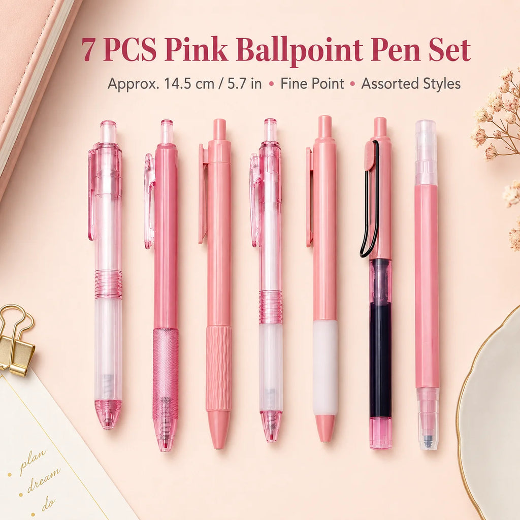 7-Piece Aesthetic Gel Pen Set | 0.5mm Black & Dual-Tip Highlighter Gel Pen Set Richie's Default Title