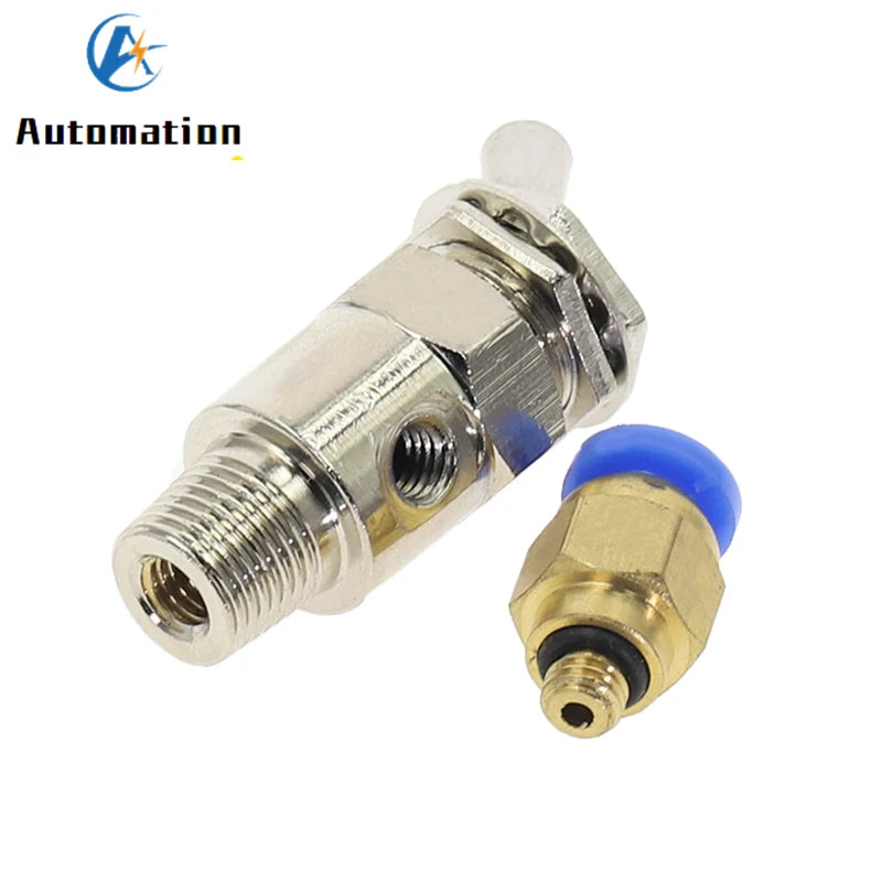 TAC2-2V Pneumatic Toggle Valve 2-Way M5 1/8" Thread + Fittings Pneumatic Toggle Valve Richie's