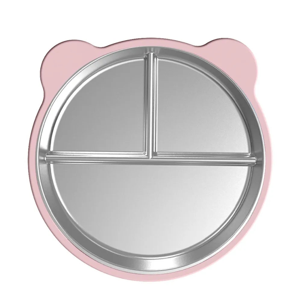 Stainless Steel Toddler Divided Plate with Silicone Suction Base Toddler Divided Plate Richie's Light Pink