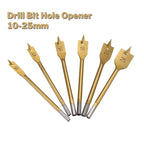 6-Piece Titanium Spade Drill Bit Set 10–25mm Woodworking Spade Drill Bit Set Richie's