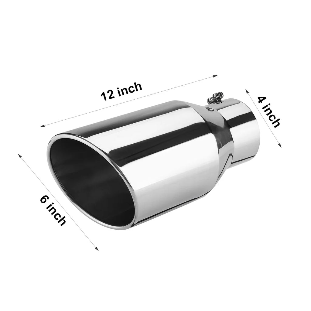 Universal Car Exhaust Tip 12" 4" Inlet 6" Outlet Tailpipe Car Exhaust Tip Richie's