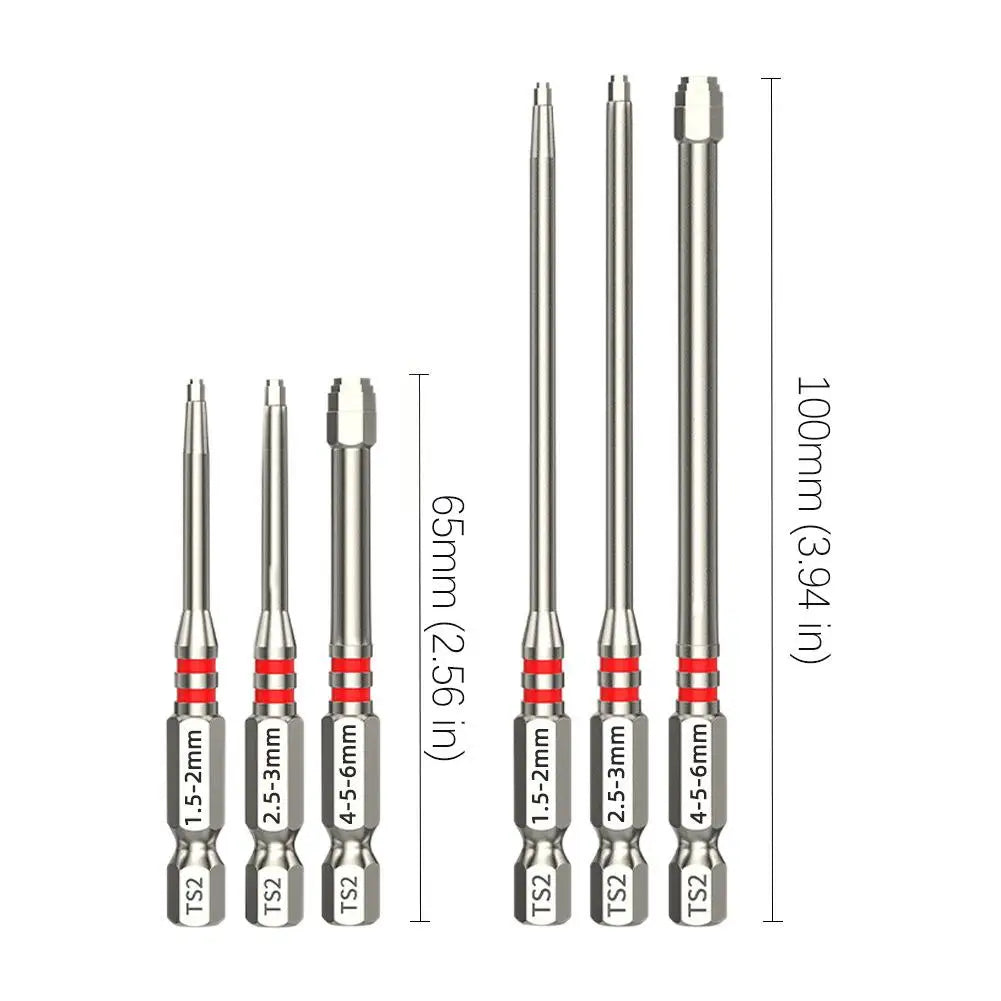 6Pcs Step Hex Screwdriver Bit Set S2 Steel | 65mm & 100mm Hex Screwdriver Bit Set Richie's