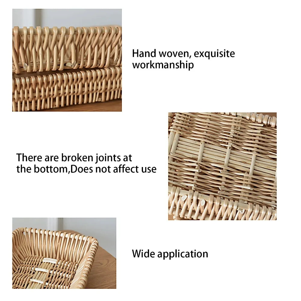 Woven Wicker Serving Tray Basket – Bread & Kitchen Storage Wicker Serving Basket Richie's