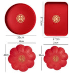 Chinese Red Festive Serving Tray – Wedding & Banquet Plate Decorative Serving Tray Richie's