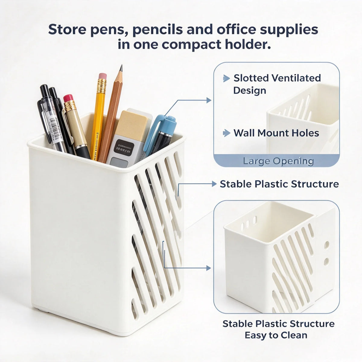 Wall Mounted Pen Holder – ABS Plastic Pencil Organizer Pen Holder Richie's