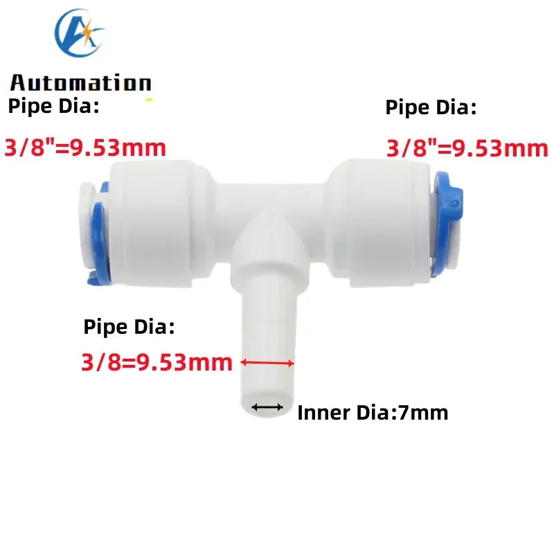 5Pcs RO Water Tee Quick Connector 1/4" 3/8" OD Pipe Fitting Pipe Tee Connector Richie's