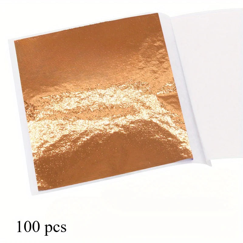 100pcs Gold Leaf Foil Paper for Scrapbooking & Home Decor Foil Craft Paper Richie's Rose Golden 100pcs