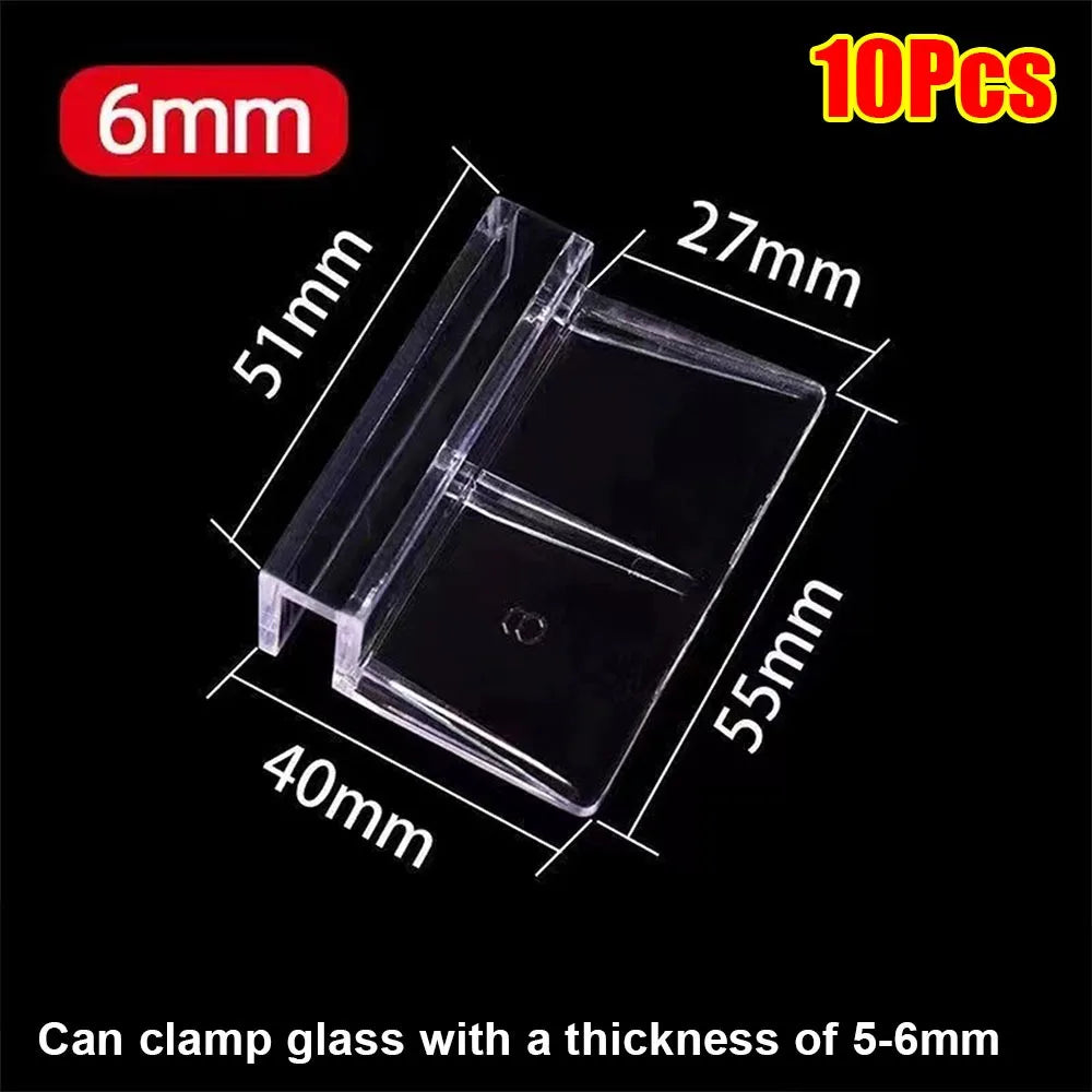 10Pcs Aquarium Glass Lid Clip Brackets 5–12mm Transparent Aquarium Lid Clips Richie's 10Pcs 6mm