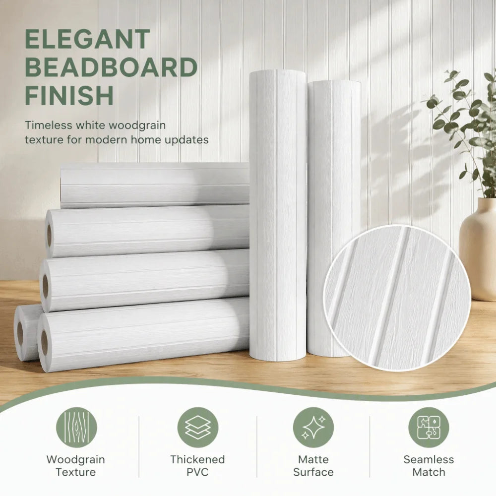 White PVC Beadboard Peel & Stick Wallpaper – Removable Wall Covering Peel & Stick Wallpaper Richie's
