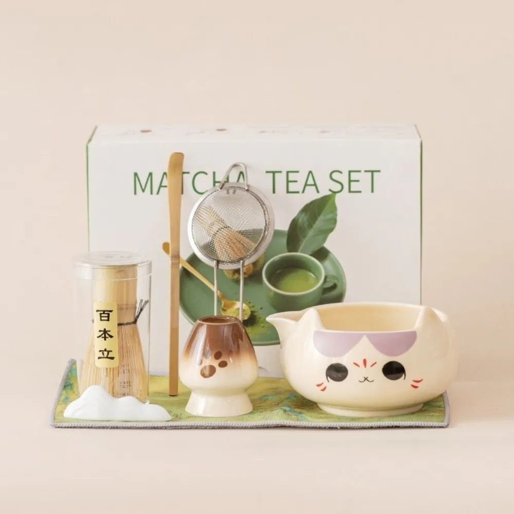 Japanese Matcha Tea Set – Ceramic Bowl & Whisk Gift Box 2/5/7pcs Matcha Tea Set Richie's 7pcs purple