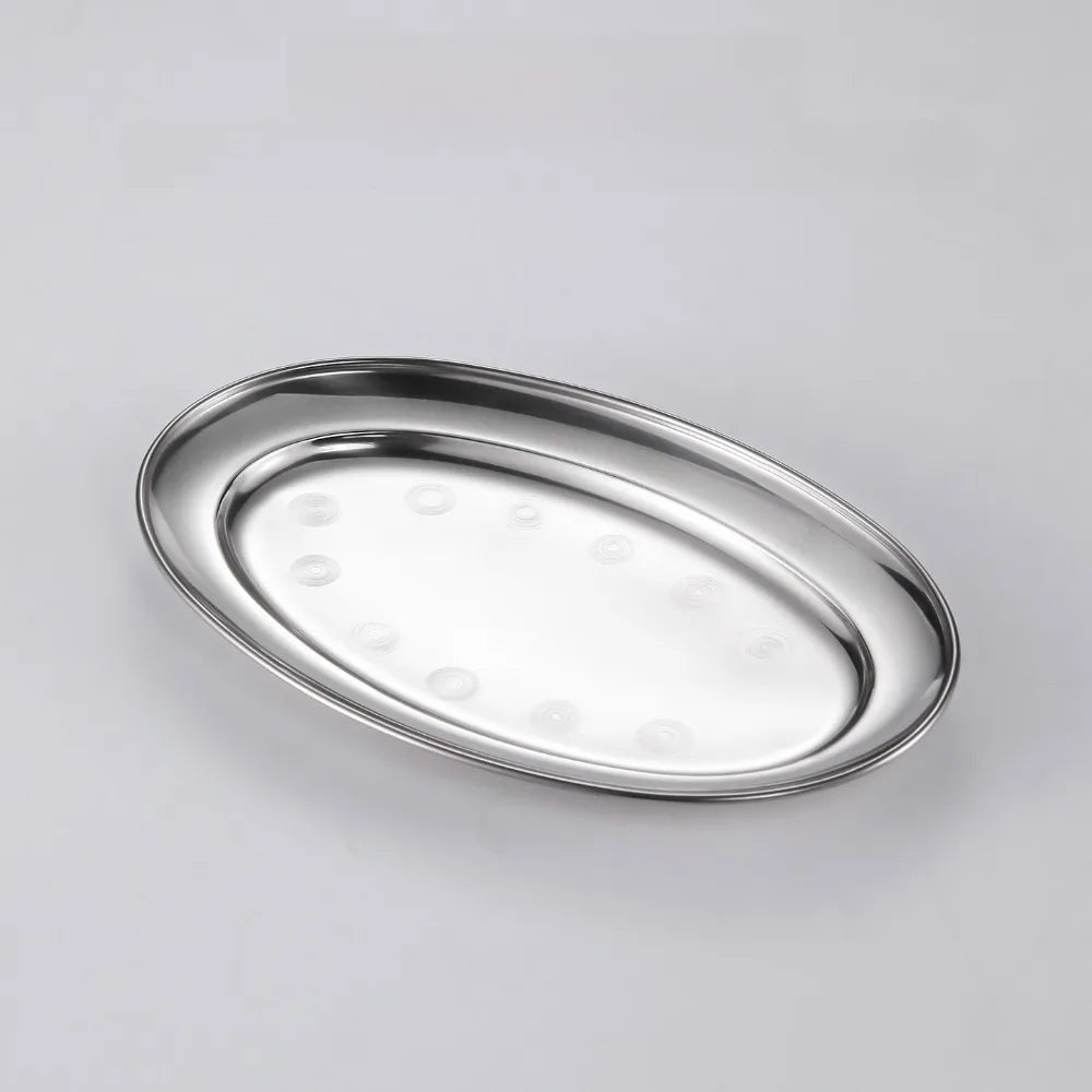 Stainless Steel Oval Fish Plates – BBQ Trays & Steak Dishes Oval Serving Plate Richie's 26cm