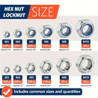 175Pcs Stainless Steel Lock & Hex Nut Kit M3 M4 M5 M6 M8 M10 Nut Fastener Kit Richie's