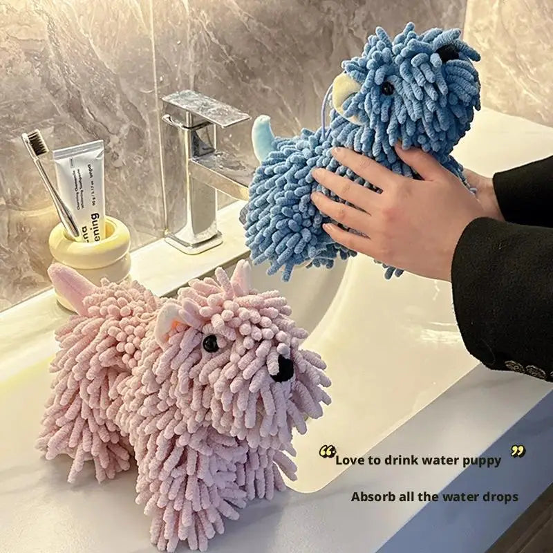 Cute Puppy Chenille Hand Towel – Soft Hanging Towel for Kids Novelty Hand Towel Richie's
