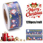 120 Pcs Christmas Doodle Sticker Roll – Festive Strip Labels Christmas Sticker Roll Richie's B 1 Roll 120 Pcs