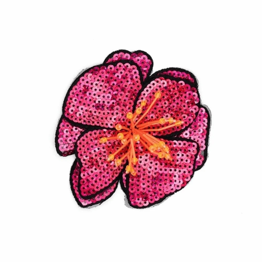 Handmade Beaded Flower Sequin Sew-On Applique Patch – 11–12cm Sew-On Applique Patch Richie's Rose Red