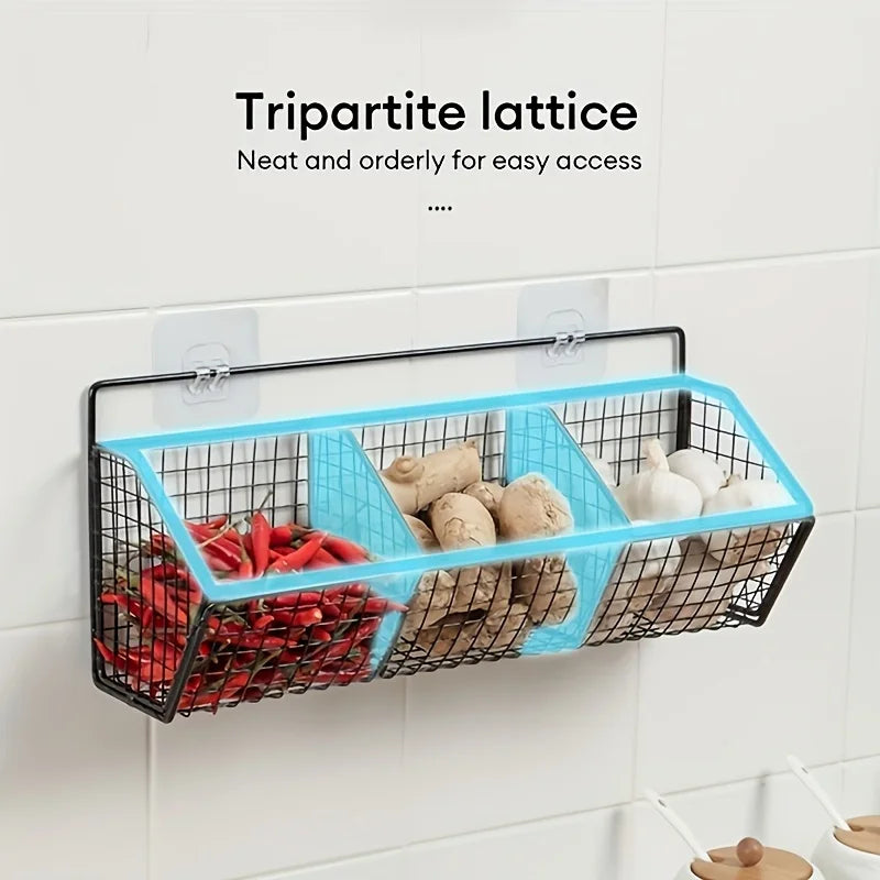 Wall-Mounted Kitchen Organizer Basket – Metal Veggie Storage Kitchen Storage Basket Richie's