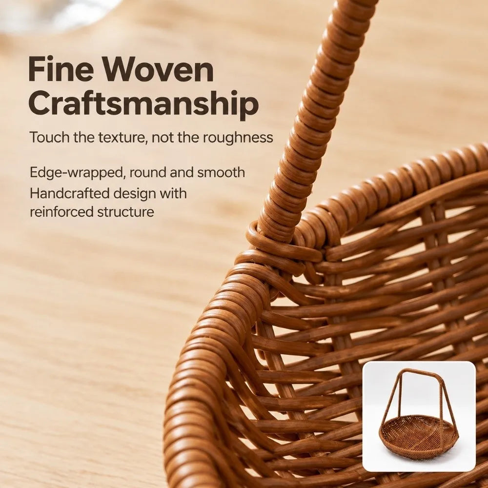 Plastic Rattan Handheld Serving Basket – Round & Rectangle Serving Basket Richie's