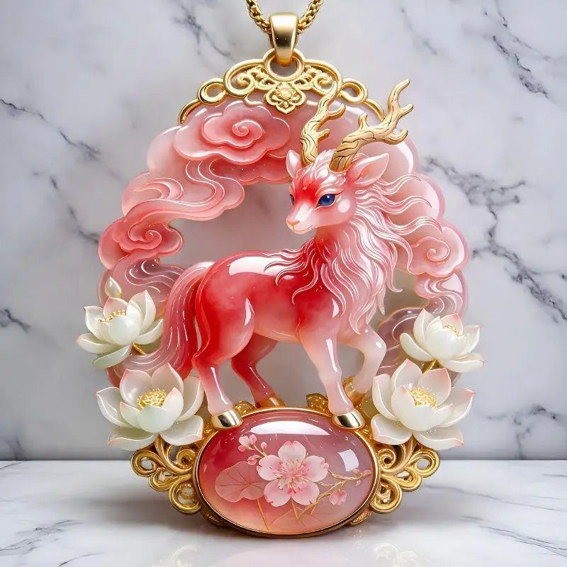 Nine-Tailed Fox Enamel Pendant Necklace | Chinese Mythology Enamel Pendant Necklace Richie's A13