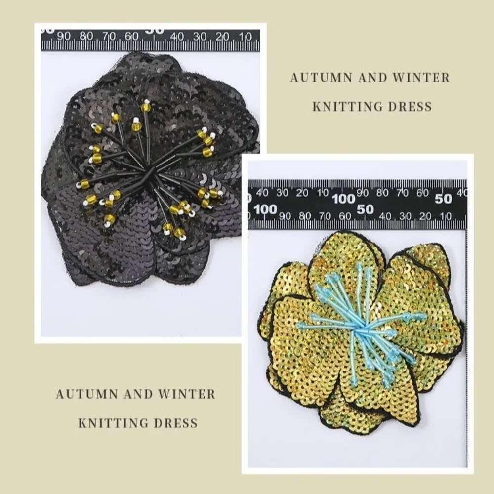 Handmade Beaded Flower Sequin Sew-On Applique Patch – 11–12cm Sew-On Applique Patch Richie's