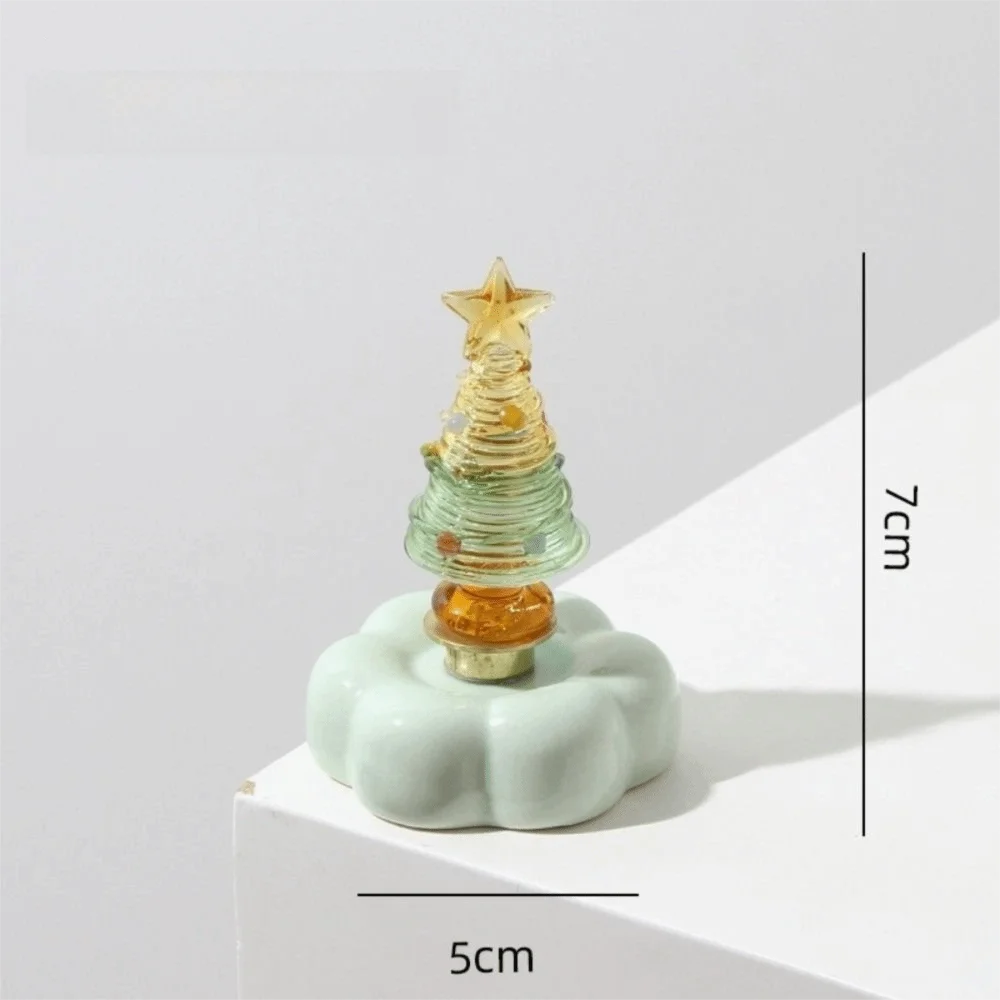 Glass Christmas Tree Figurine with Rotating Ceramic Base | Mini Christmas Figurine Richie's