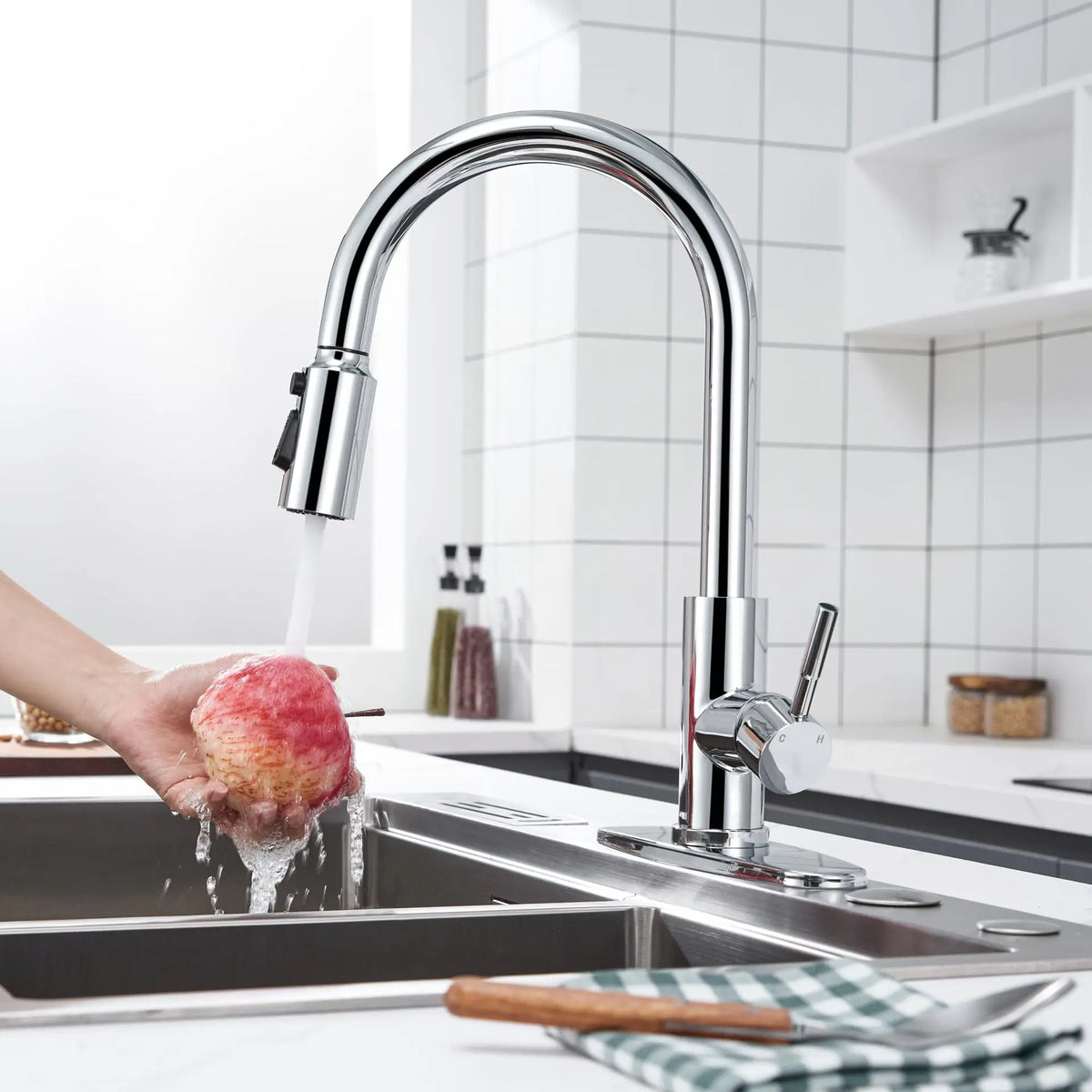 3-Mode Pull-Out Faucet Replacement Nozzle | High Pressure Faucet Spray Nozzle Richie's