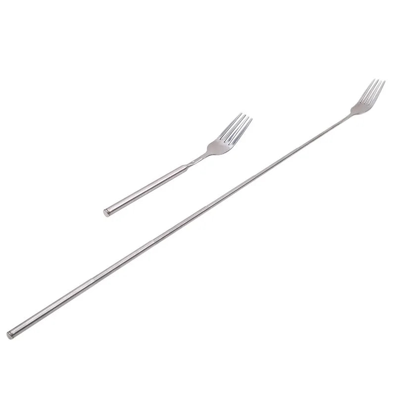 Telescopic Extendable Stainless Steel Fork – BBQ, Fruit & Dessert Extendable Cutlery Fork Richie's Silvery-2PCS