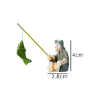 PVC Old Man Fishing Ornament – Fish Tank & Aquascape Decor Miniature Figurine Ornament Richie's 4x2.8x2.8cm