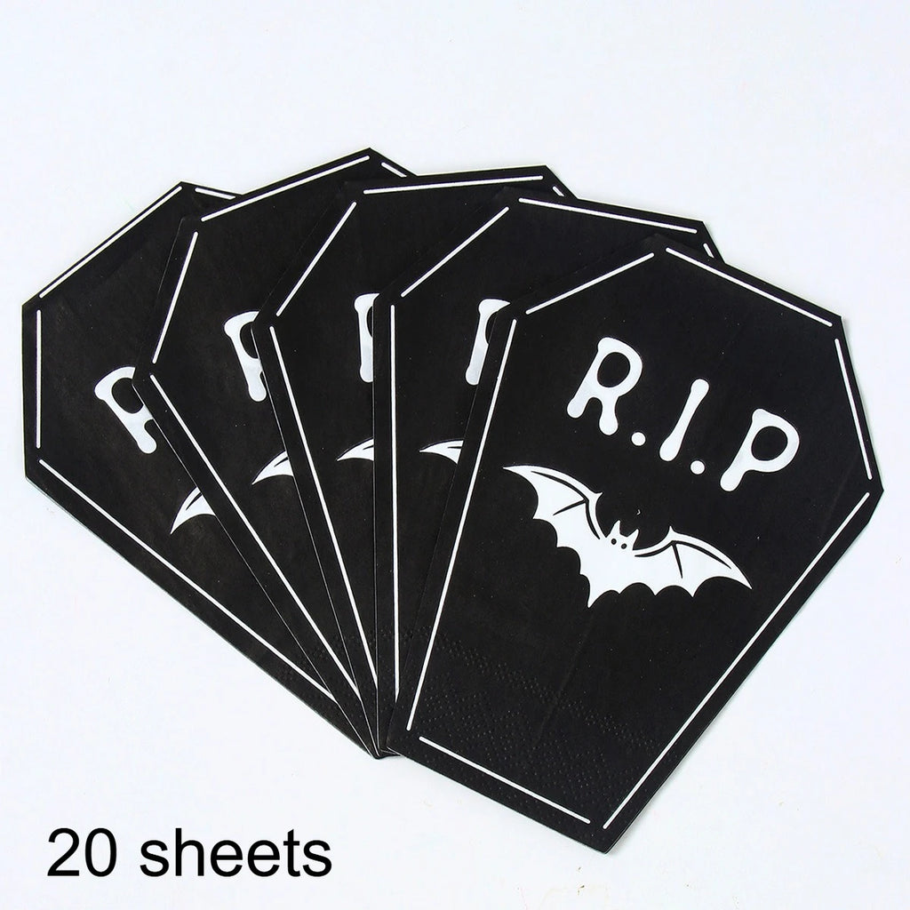 Halloween Coffin Shaped Paper Napkins R.I.P. Bat Design 20/40pcs Halloween Party Napkins Richie's 20 sheets