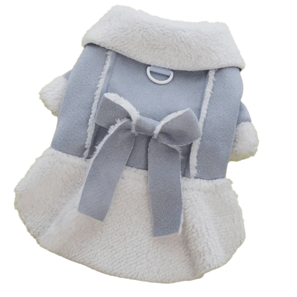 Princess Style Dog Winter Dress – Warm Fleece Coat for Small Dogs Dog Winter Dress Richie's Blue-XL