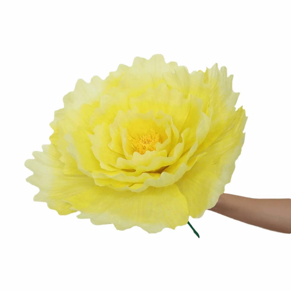 50cm Large Artificial Peony Flower Head – Silk Faux Bloom Decor Artificial Flower Decor Richie's Yellow