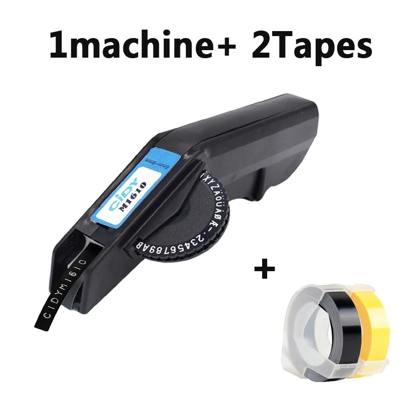 CIDY M1610 Manual Label Maker with 2 Refill Tapes – 6/9mm Embossed Manual Label Maker Richie's black 9mm