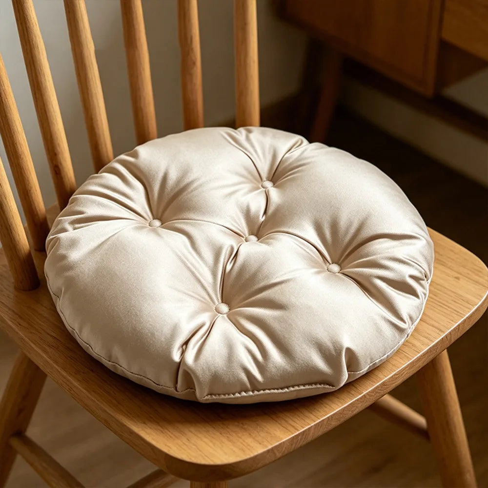 Round Silk Fabric Chair Cushion Non-Slip Tatami Seat Pad Chair Cushion Richie's Champagne