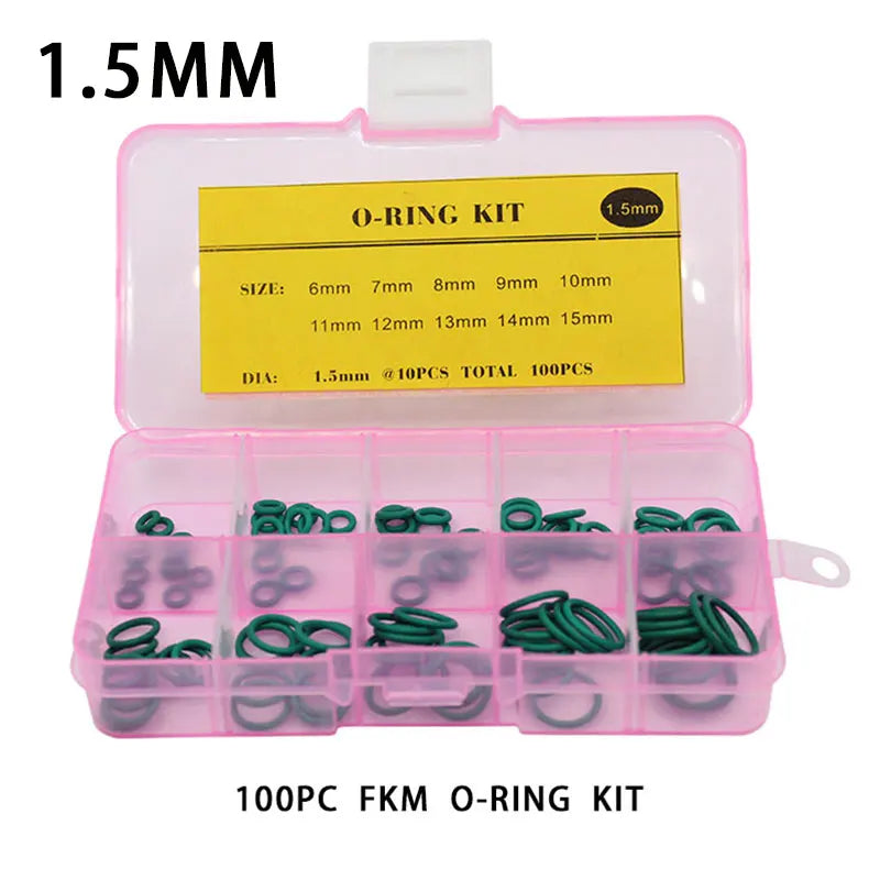 FKM O-Ring Seal Assortment Kit – 6 Sizes Fluorine Rubber O-Ring Seal Kit Richie's BFG100-1.5