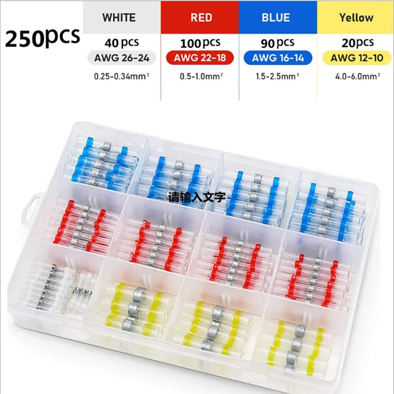 Heat Shrink Solder Wire Connectors Waterproof 50–300 Pcs Wire Connectors Richie's 250PCS Set Box