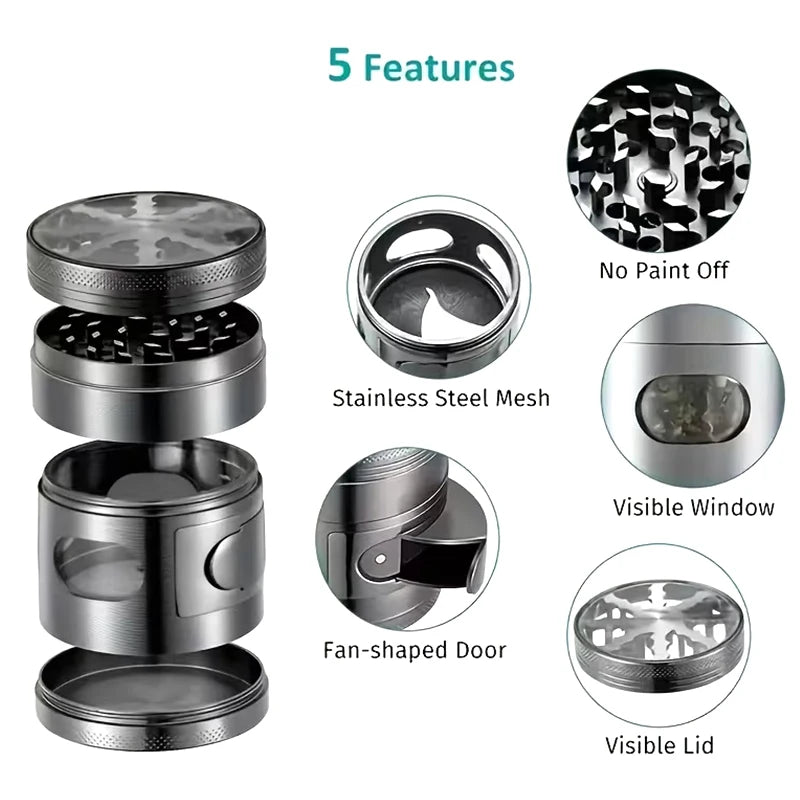 60mm Four-Layer Zinc Alloy Herb & Spice Grinder Herb Spice Grinder Richie's