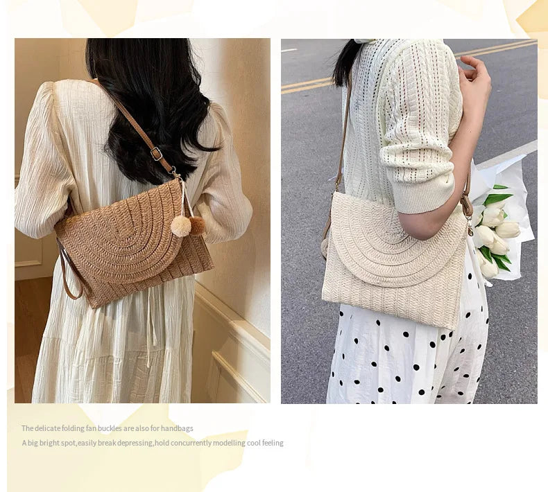 Women's Straw Wicker Crossbody Bag – Summer Beach Clutch Purse Straw Crossbody Bag Richie's