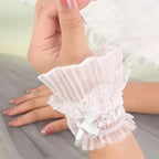 Gothic Lolita Wrist Cuffs Bowknot Lace Trim Maid Cosplay Set Cosplay Wrist Cuffs Richie's