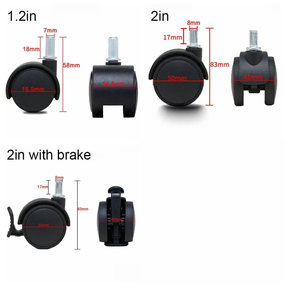 2-Inch Office Chair Caster with Brake – 360° Swivel Wheel Chair Caster Wheel Richie's