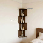 Walnut 5-Tier Floating Corner Shelf – Wall Mount Storage Floating Corner Shelf Richie's