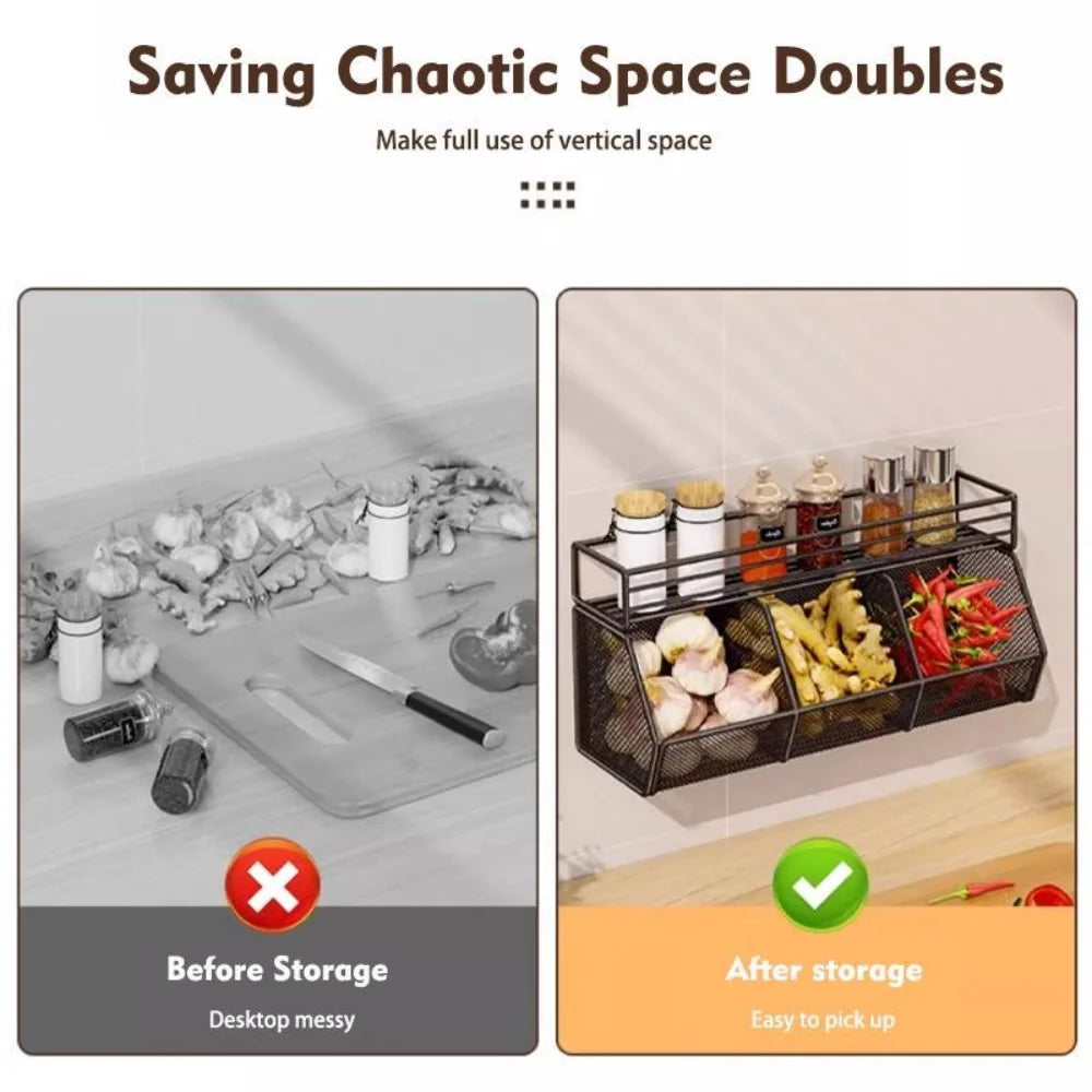 Wall Mounted Kitchen Storage Rack – Carbon Steel Grid Shelf Kitchen Storage Rack Richie's