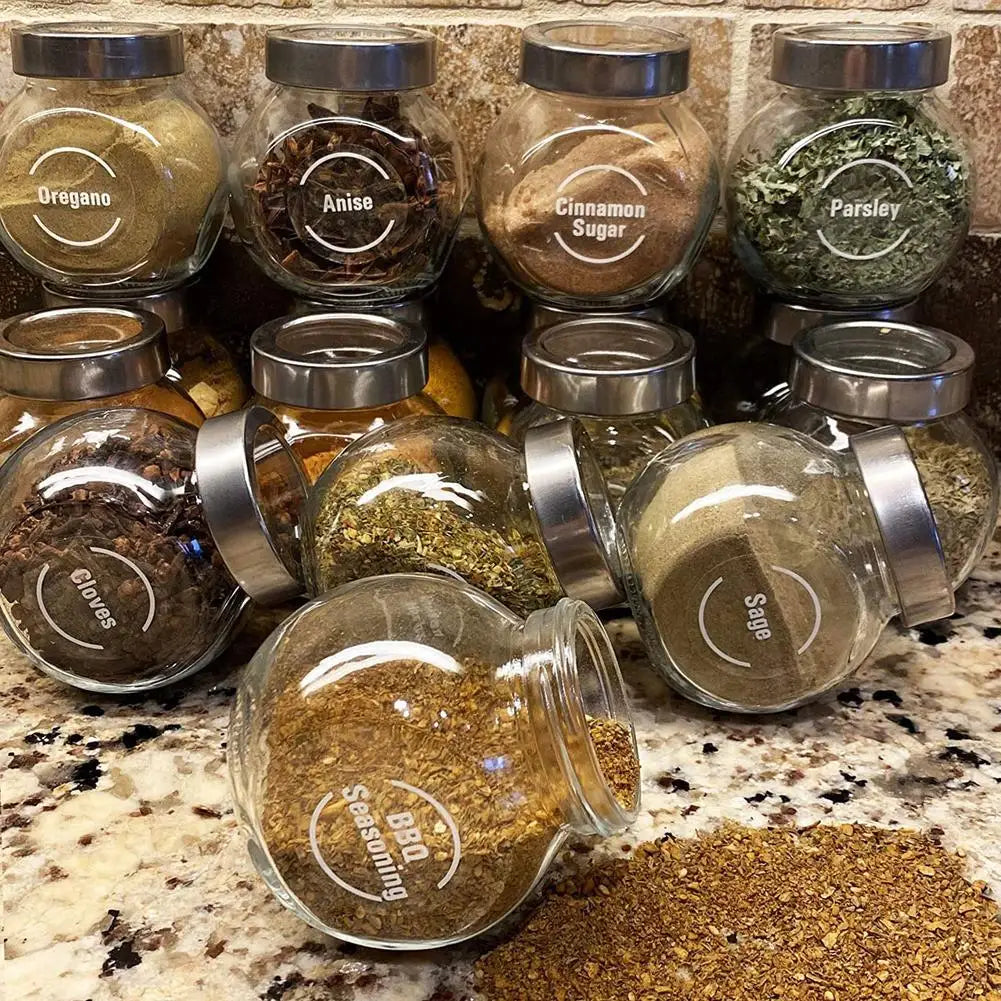 144-Piece Preprinted Spice Jar Labels – Waterproof Removable Kitchen Jar Labels Richie's